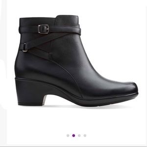 Clarks Black Leather Malia Meara Ankle Boot